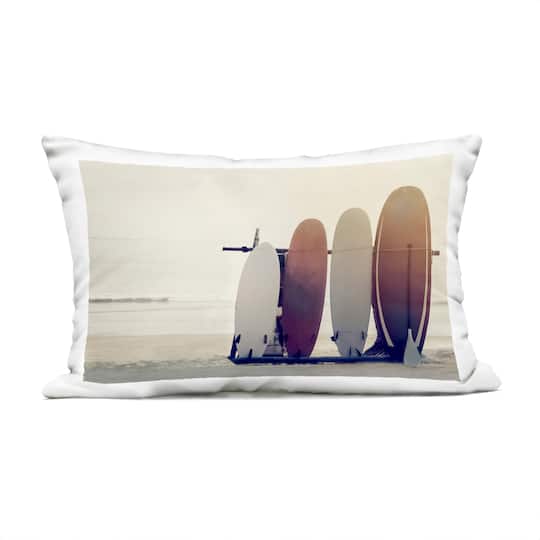 Stupell Industries 14" x 20" Beach Surfboards Leaning Outdoor Print Throw Pillow